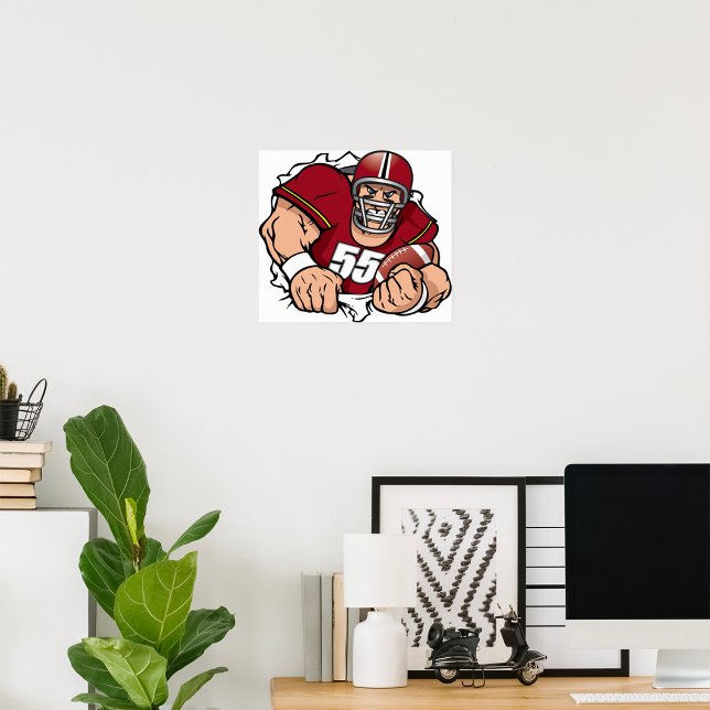 Fierce American Football Player Breaking Through  Poster (Creator Uploaded)