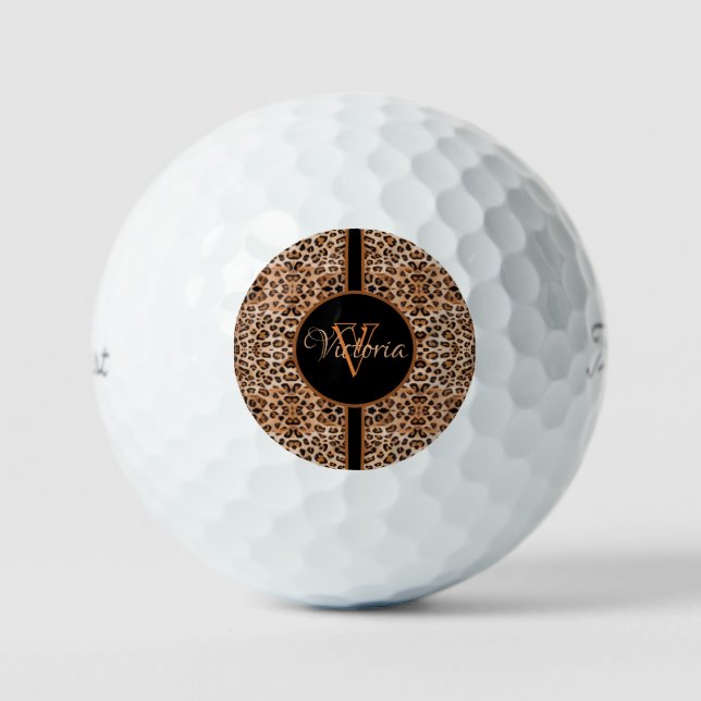 Fierce and Bold: Personalised Leopard Print Golf Balls (Front)