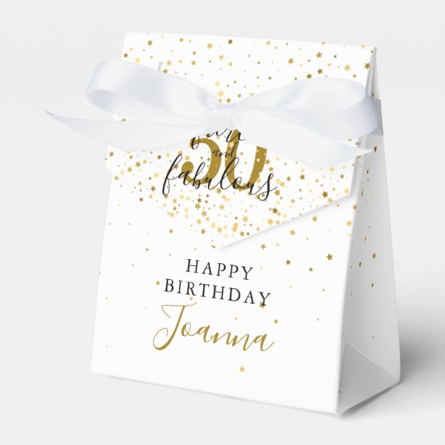 Fierce and Fabulous Birthday Gold and Black Favour Box (Front Side)
