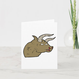 Fierce Angry Bull Head Rustic Wild Animal  Card