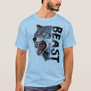 Fierce Angry Wolf Head Beast Mode Graphic T-Shirt
