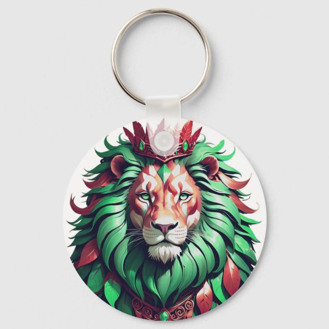 Fierce Animal King Premium Graphic Art P Key Ring (Front)