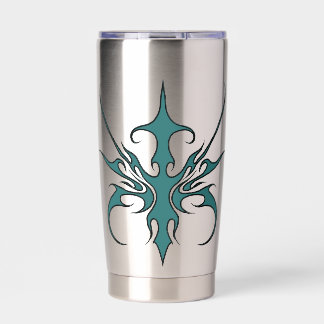 Fierce Aquamarine Tribal Line Art Illustration Insulated Tumbler