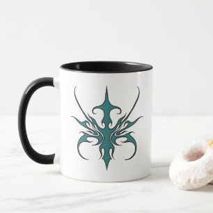 Fierce Aquamarine Tribal Line Art Illustration Mug