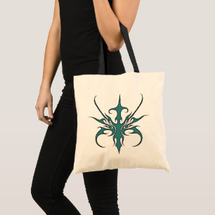 Fierce Aquamarine Tribal Line Art Illustration Tote Bag