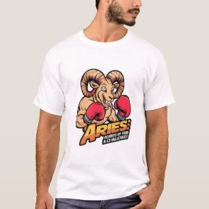 Fierce Aries Ram Boxer "Always Up for a Challenge" T-Shirt