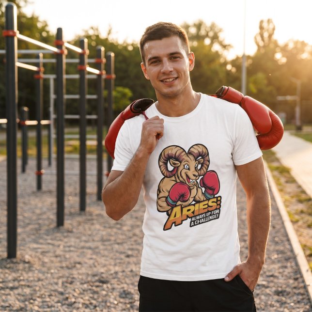 Fierce Aries Ram Boxer "Always Up for a Challenge" T-Shirt (Creator Uploaded)