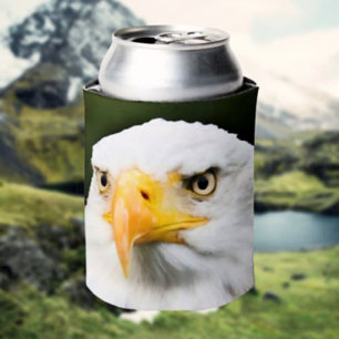 Fierce Bald Eagle Head Patriotic Can Cooler