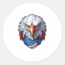Fierce Bald Eagle Head with USA Bandanna