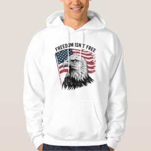 Fierce Bald Eagle with American Flag Art Hoodie