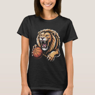 fierce Basketball Lion Mascot Sports Team Spirit R T-Shirt