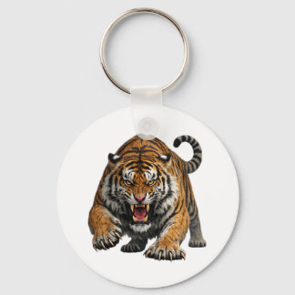 Fierce Bengal Tiger Mid Pounce Wildlife Key Ring