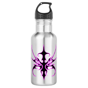 Fierce Black and Pink Tribal Line Art Illustration 532 Ml Water Bottle