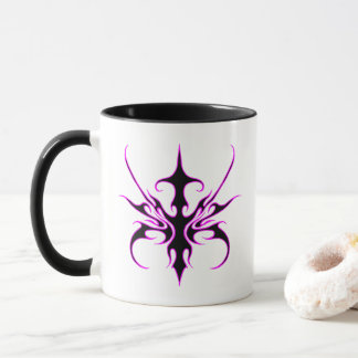Fierce Black and Pink Tribal Line Art Illustration Mug