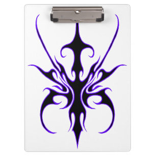 Fierce Black and Purple Tribal Line Art Clipboard