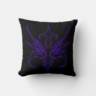 Fierce Black and Purple Tribal Line Art Cushion