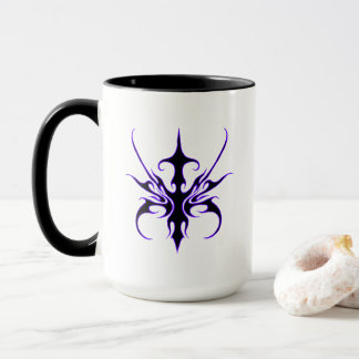 Fierce Black and Purple Tribal Line Art Mug