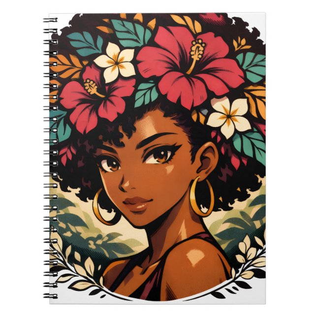 Fierce Black Girl Anime Portrait Notebook (Front)