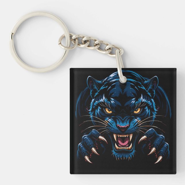 🐾 Fierce Black Panther Animal Style For Everyday  Key Ring (Front)
