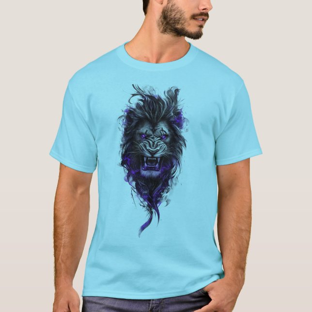 Fierce Blue Lion Graphic Tee – Sky Blue Edition (Front)