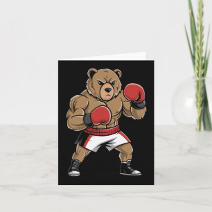 Fierce Boxing Bear Funny Tough Animal Fighter  Card