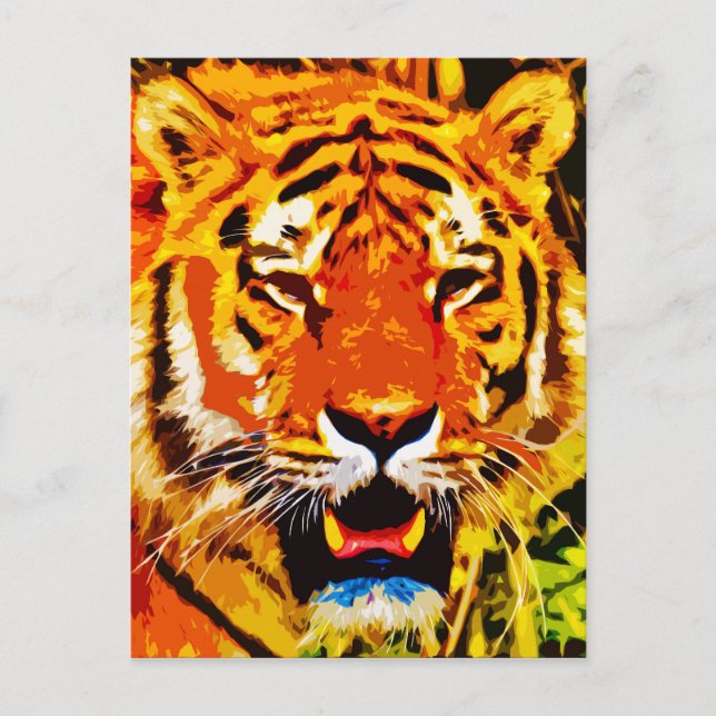 Fierce Bright Orange Siberian Tiger Postcard (Front)