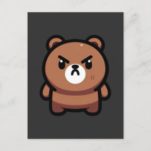 Fierce Brown Bear Art Postcard