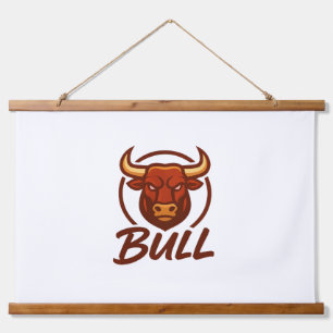 Fierce Bull Head Logo, Creative Mascot BULL Hanging Tapestry