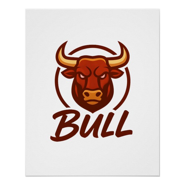 Fierce Bull Head Logo, Creative Mascot BULL Poster (Front)
