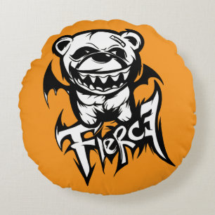 Fierce Cartoon Bear Round Cushion
