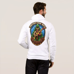 Fierce Cartoon Squirrel Defending Pine Cones Hoodie