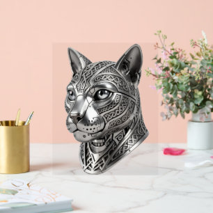 Fierce Celtic Silver Cat Head – Stealth Warrior To Acrylic Sign