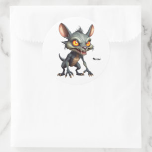 Fierce Chupacabra Art Spiky Fur Fantasy Creature  Classic Round Sticker