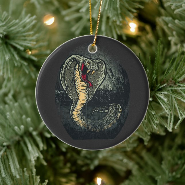Fierce Cobra Snake Dark Jungle Tattoo Art Ceramic Tree Decoration (Tree)