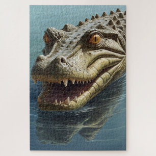 Fierce Crocodile with Piercing Eyes Wildlife Jigsaw Puzzle