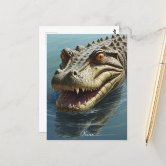 Fierce Crocodile with Piercing Eyes Wildlife Postcard