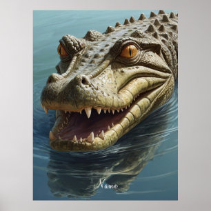 Fierce Crocodile with Piercing Eyes Wildlife Poster