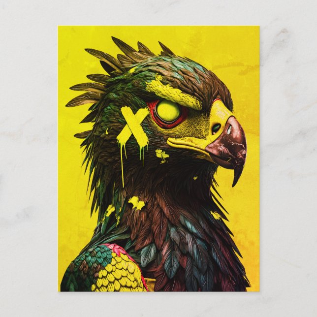Fierce Cyber Eagle with Neon Accents Contemporary Postcard (Front)