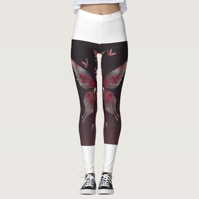 Fierce Cyberpunk Red Fairy Leggings 🤖🧚‍♀️ (Front)