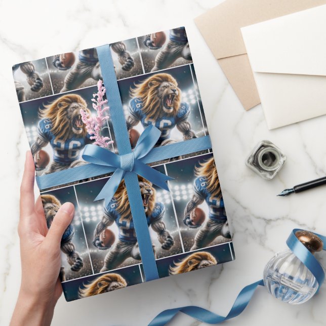 Fierce Detroit Lion #26 Football Player Wrapping Paper (Gifting)