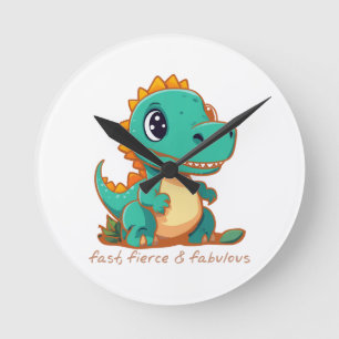 Fierce Dinosaurs Round Clock