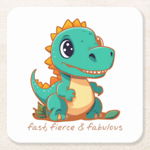 Fierce Dinosaurs Square Paper Coaster