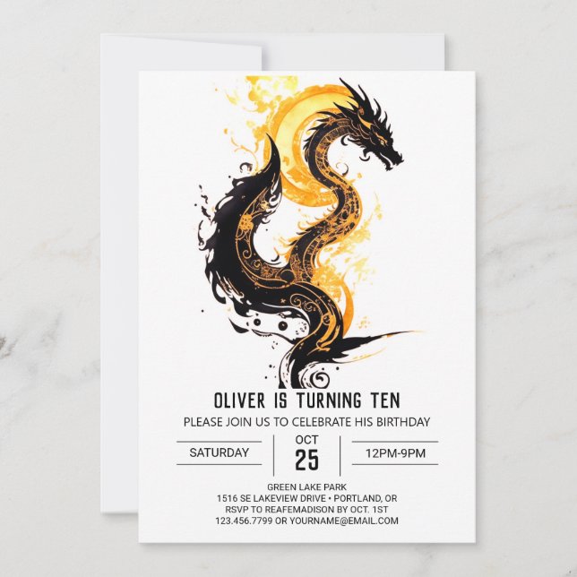 Fierce Dragon Adventure Birthday Invitation (Front)
