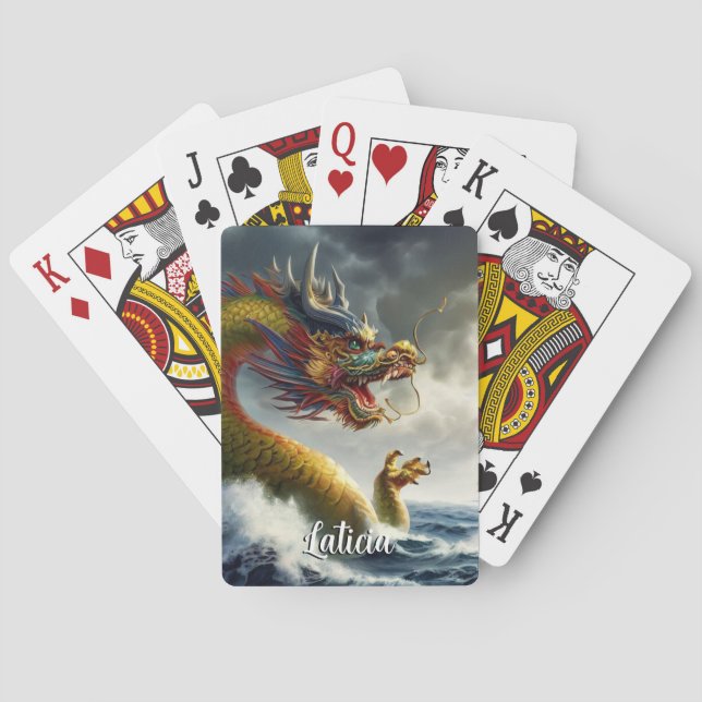 Fierce Dragon in the Sea Playing Cards (Back)
