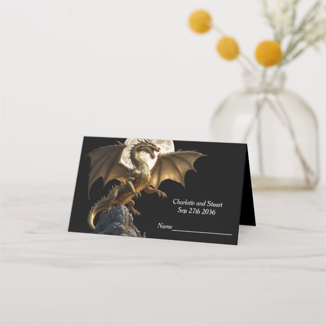 Fierce Dragon Rearing Place Card (Front)