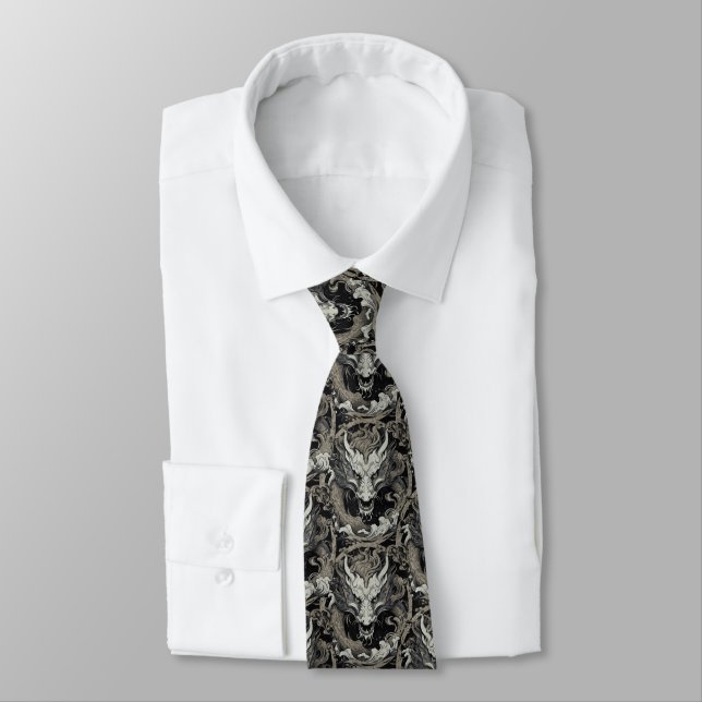 Fierce Dragons Mediaeval Chinese Tie (Tied)
