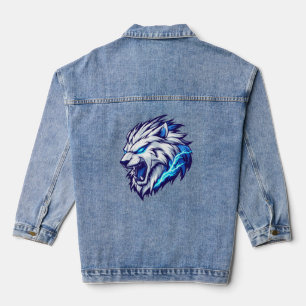 Fierce Electric Lion Head Denim Jacket – Bold Blue