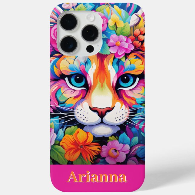 Fierce Elegance: Customisable Floral Tiger Art Case-Mate iPhone Case (Back)