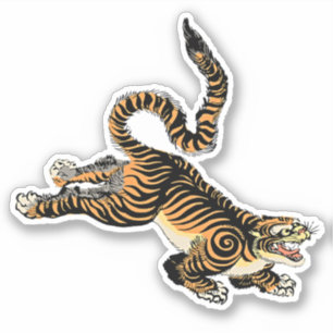 Fierce Elegance: Japanese Tiger Sticker