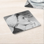 Fierce, Fabulous and Forty! Square Paper Coaster<br><div class="desc">Set of 6 square pulp board disposable coasters with a vintage 1940s image of a woman putting on lipstick with her hair tied up in a scarf. Customise the text, “Fierce, Fabulous and Forty!” with whatever age you choose. See matching plastic coaster and paper cocktail napkin. See the entire Patriotic...</div>